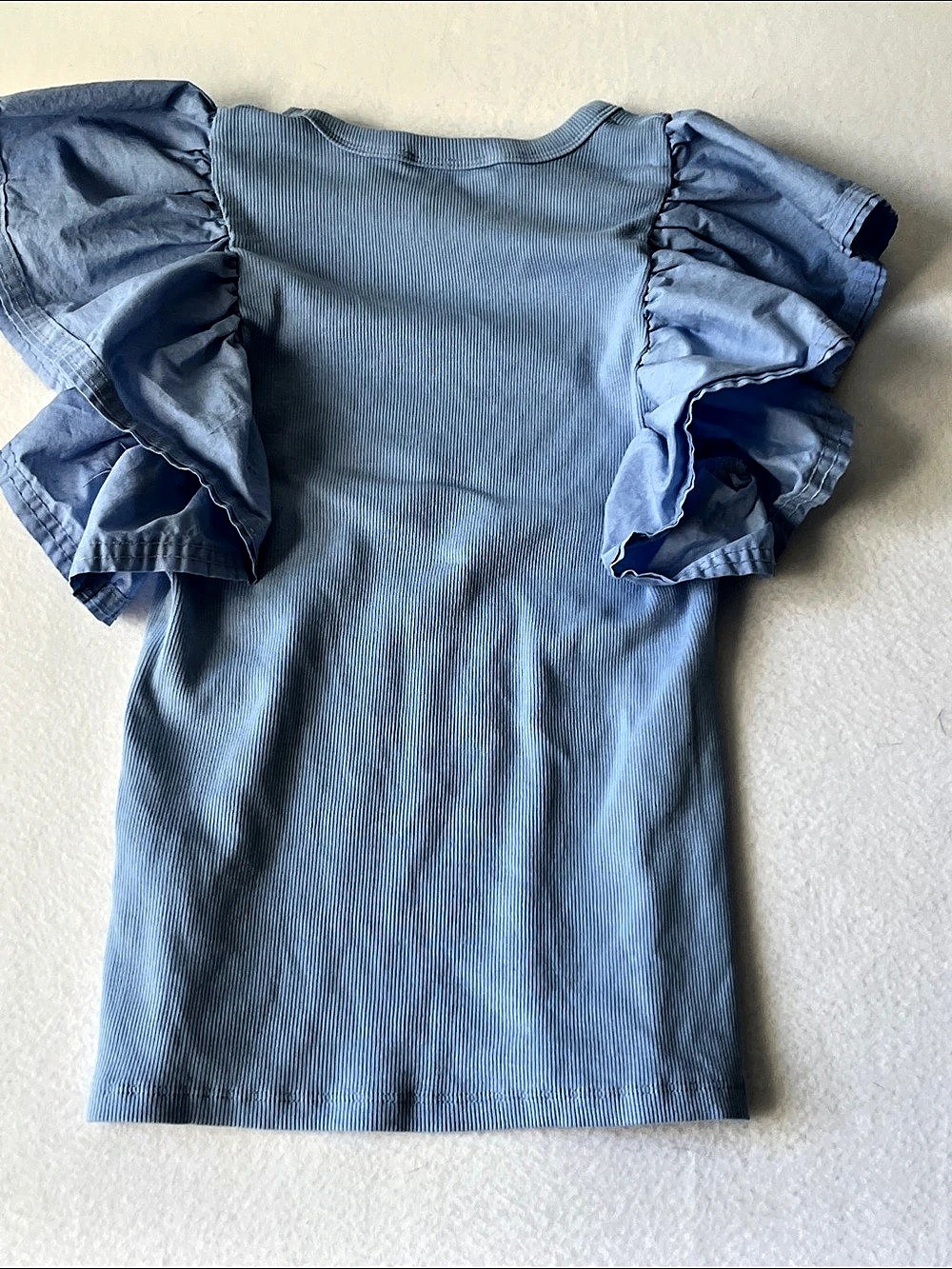 Zara Blue Ruffle Sleeve Top - Picture 2 of 6